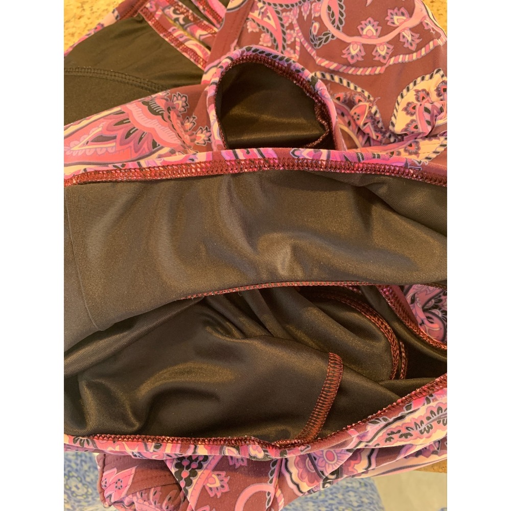 Lands' End Swimsuit Women 10 Purple Paisley High Neck Keyhole One Piece Swimwear - Picture 9 of 10